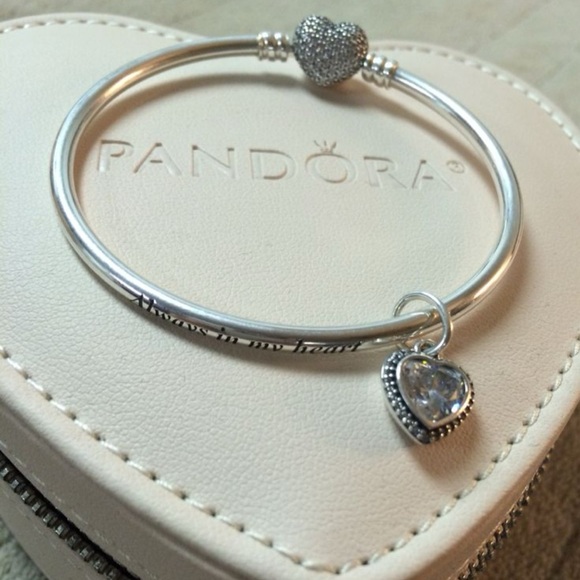 Pandora Silver Heart Charm Bracelet
